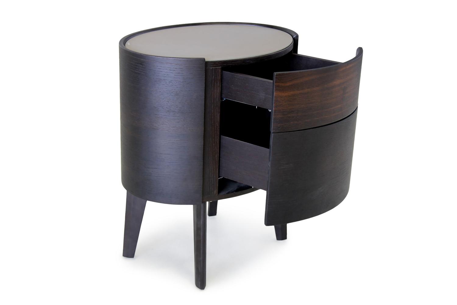 Voluto Dark Oak with Taupe Glass Bedside Cabinet image 3