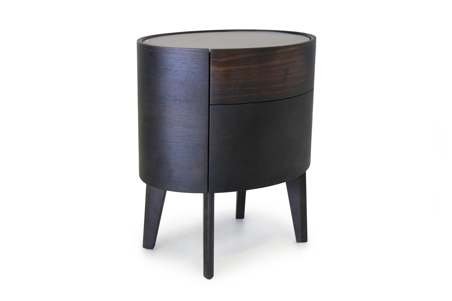 Voluto Dark Oak with Taupe Glass Bedside Cabinet image 2